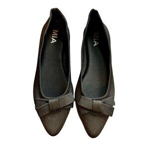 MIA Jinnie Flats Womens 6.5 Black Bow Pointed Toe Slip-On‎ Dress Shoes Ballet